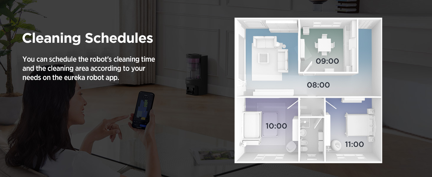 EUREKA E10s Robot Vacuum and Mop Combo 2 in 1, Bagless Self-Emptying Station, 45-Day Capacity 4000pa